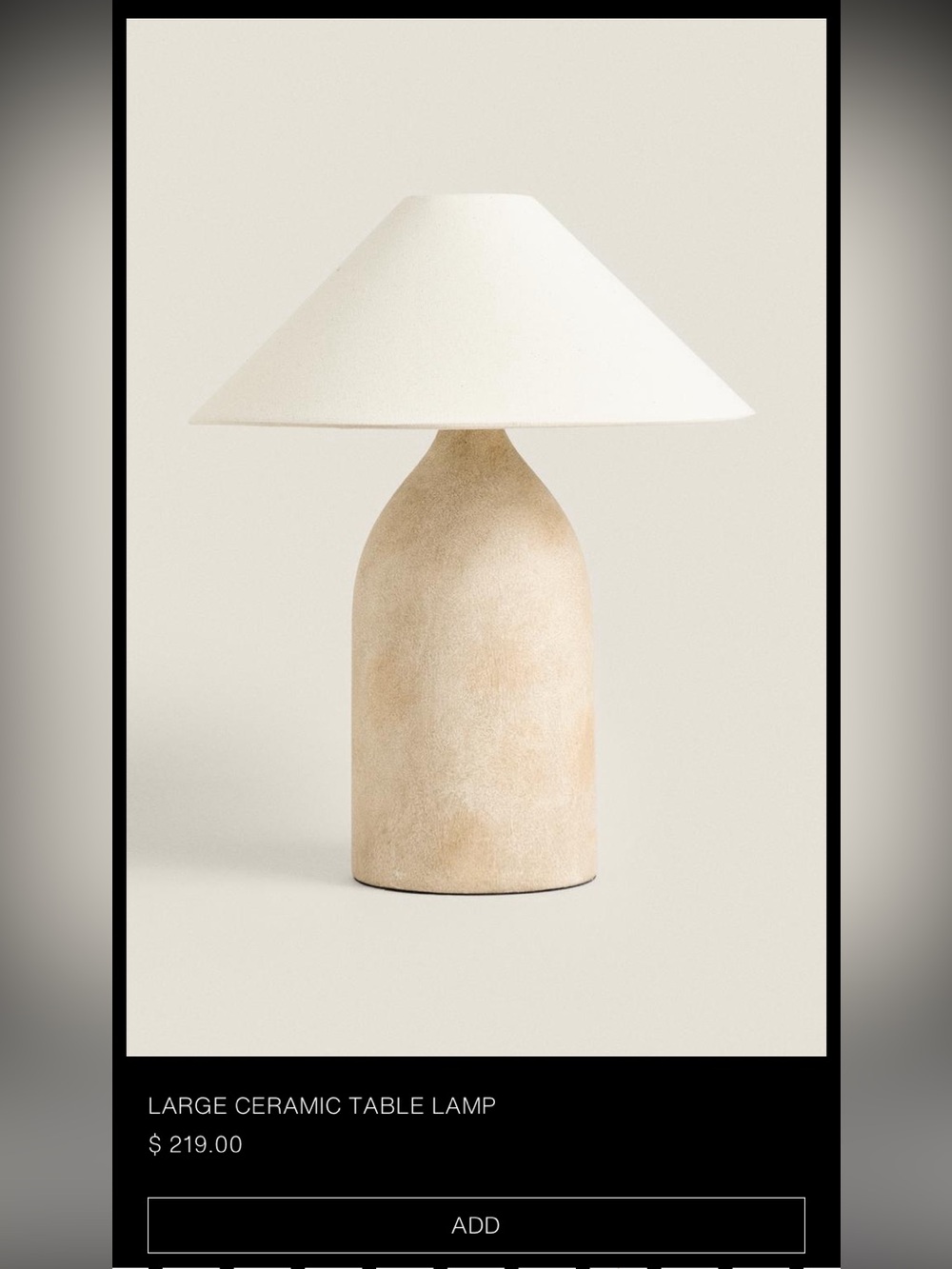 Zara Cream Ceramic Table Lamp with White Shade
